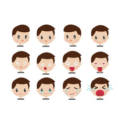 Man on six different face expressions set Vector Image