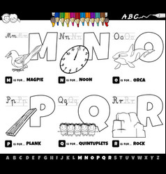 Educational cartoon alphabet letters set coloring Vector Image