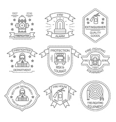 Vintage firefighting emblems set Royalty Free Vector Image