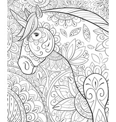 Adult coloring bookpage a cute unicorn on the Vector Image