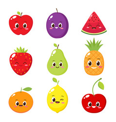 Cartoon fruit summer party characters set Vector Image