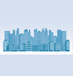 Buildings and skyscrapers blue background Vector Image