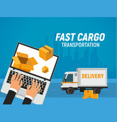  Isometric cars fast delivery Royalty Free Vector Image