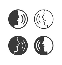 Two human heads silhouette talking through speech Vector Image