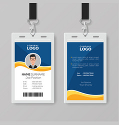 Blue curve wave id card design template Royalty Free Vector