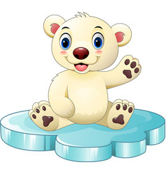 Cartoon baby polar bear sitting on floe Royalty Free Vector