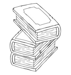 Stack old book thick antique books damaged Vector Image