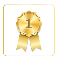 Award ribbon gold icon number first design winner Vector Image