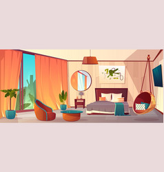 Cartoon bedroom interior background Royalty Free Vector