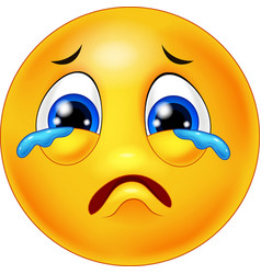 A sad crying emoticon smiley face character Vector Image