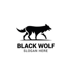 Running wolf logo template isolated on white Vector Image