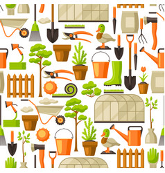 Seamless sketch with gardening tools Royalty Free Vector
