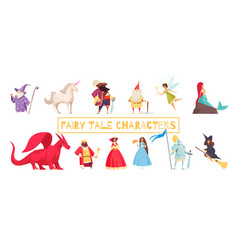 Fairy tale characters icons set Royalty Free Vector Image