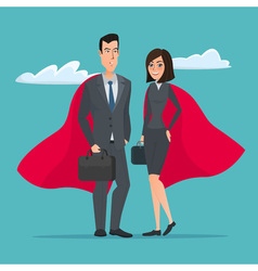 Man and woman business superheroes Cartoon Super Vector Image