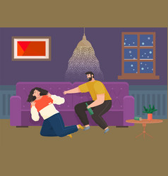 Drunk man scolding his wife while drinking booze Vector Image