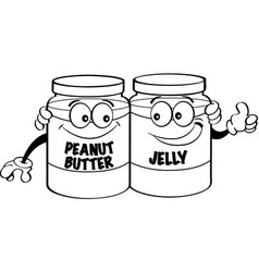 Cartoon peanut butter and jelly jars Royalty Free Vector