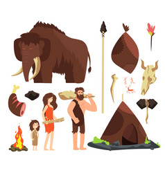 Stone age caveman hunting neolithic people Vector Image