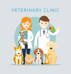 Female veterinarian with pets Royalty Free Vector Image