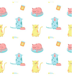 Funny cats seamless pattern Royalty Free Vector Image