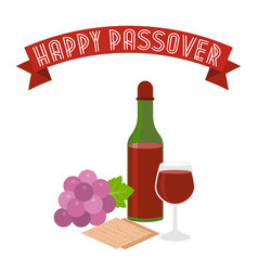 Happy passover poster with wine bottle Royalty Free Vector