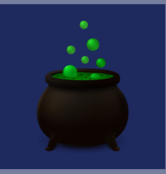 Green octopus and cauldron with magic potion Vector Image