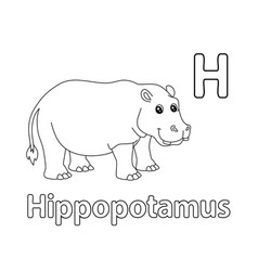 Hippo animal tracing letter abc coloring page h Vector Image