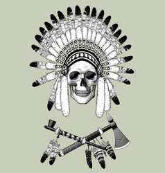 Native american indian skull in war headdress Vector Image