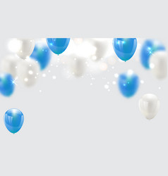 Blue balloons confetti and ribbons celebration Vector Image