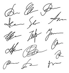 Signatures set fictitious contract Royalty Free Vector Image