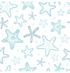 Starfish blue line art frame seamless pattern Vector Image