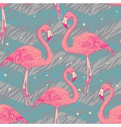 Seamless pattern with beautiful pink flamingo Vector Image