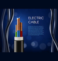 Realistic detailed 3d wire cable concept ad poster