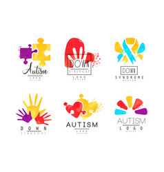 Autism and down syndrome abstract emblems with Vector Image