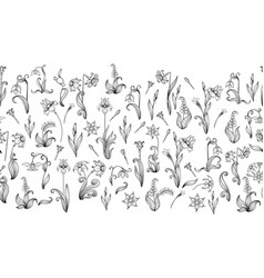 Spring flowers seamless pattern background Vector Image