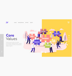 Core values landing page template tiny Royalty Free Vector