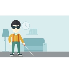 Blind man with stick Royalty Free Vector Image