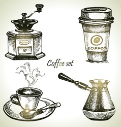 Hand drawn coffee set Royalty Free Vector Image