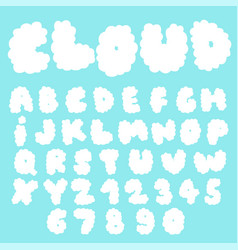 Cloud english alphabet font Royalty Free Vector Image