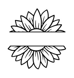 Sunflower split monogram flower silhouette Vector Image