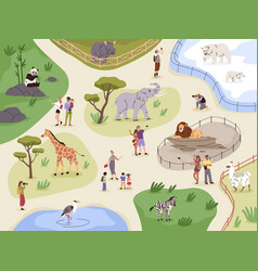 Asia mainland cartoon map with fauna species Vector Image