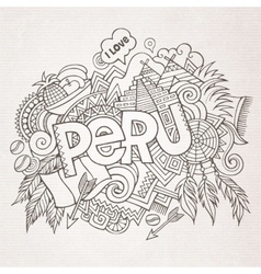 Peru hand lettering and doodles elements Vector Image