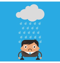 Cartoon man or businessman walking in rain Vector Image