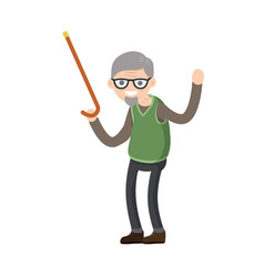 Funny old man with a cane Royalty Free Vector Image