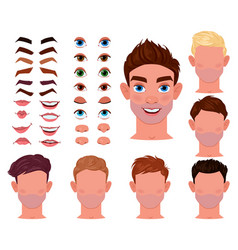 Man face emotions constructor parts eyes nose Vector Image