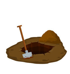 Digging a hole shovel and dry brown earth Vector Image