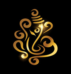 Golden ganesh puja ganesh chaturthi sign Vector Image