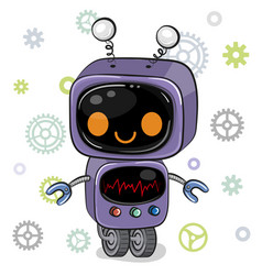 Cute cartoon robots on a white background Vector Image