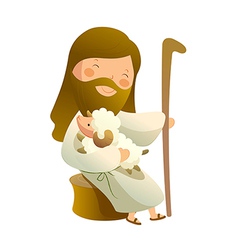 Close-up of jesus christ holding sheep Royalty Free Vector