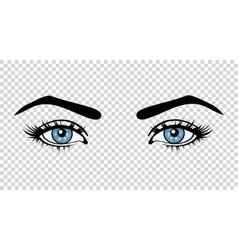 Green Female Eyes With Long Lashes And Make Vector Image