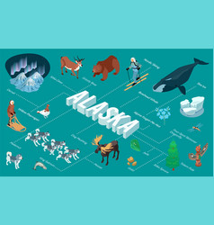 Isometric 3d north america flora and fauna map Vector Image